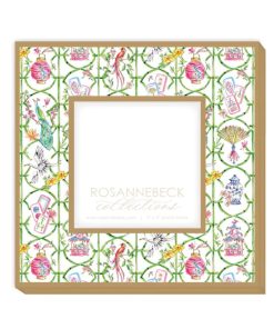 RosanneBeck Collections Handpainted Mahjong Icons in Bamboo Trellis Frame - 4x4 Gold