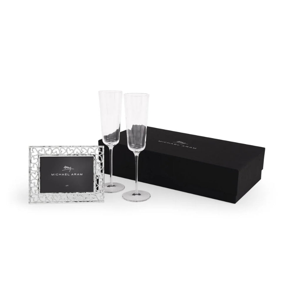 Michael Aram Reflective Champagne Flute & Heart Frame Gift Set - Image 2