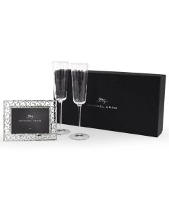 Michael Aram Reflective Champagne Flute & Heart Frame Gift Set
