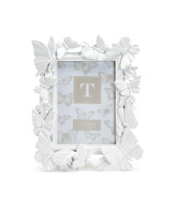 Two's Company White Butterfly 5x7 Photo Frame