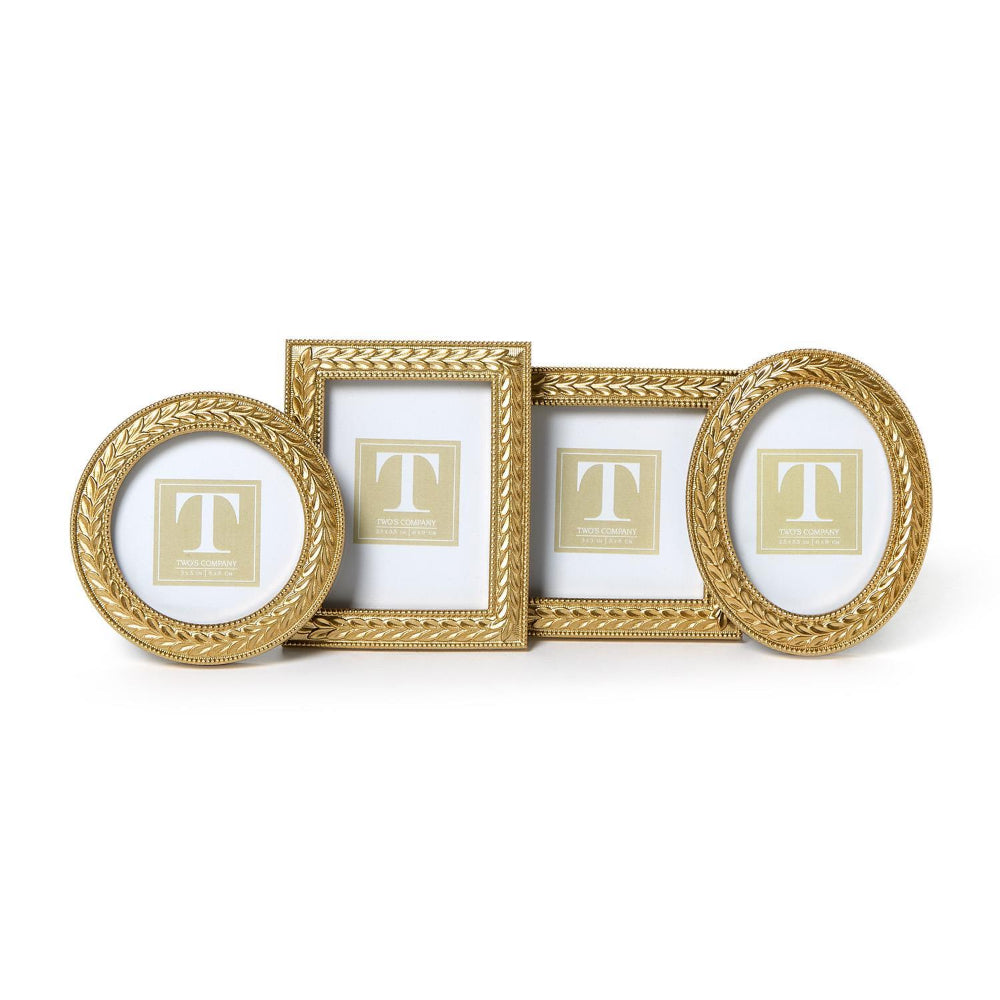Two's Company Laurel Wreath Gold Photo Frames