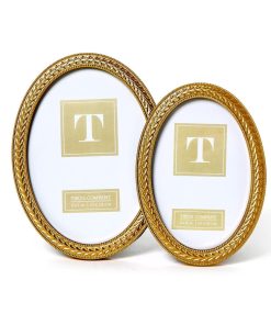 Two's Company Laurel Wreath Gold Oval Frame
