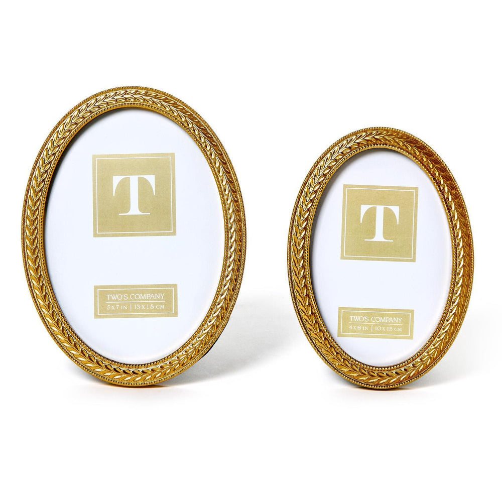 Two's Company Laurel Wreath Gold Oval Frame - Image 2