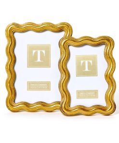 Two's Company Gold Triple Wave Photo Frame