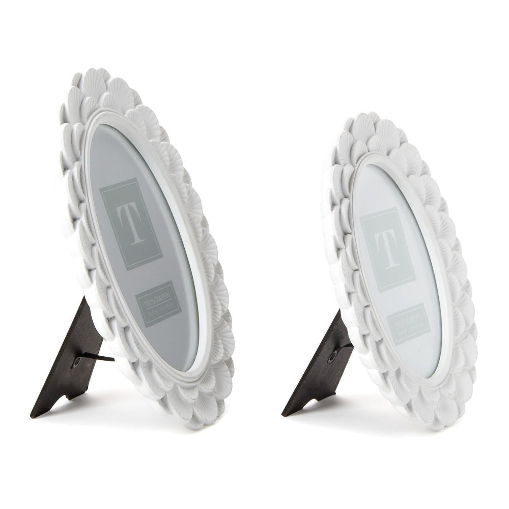 Two's Company White Fanshell Oval Photo Frames - Image 3