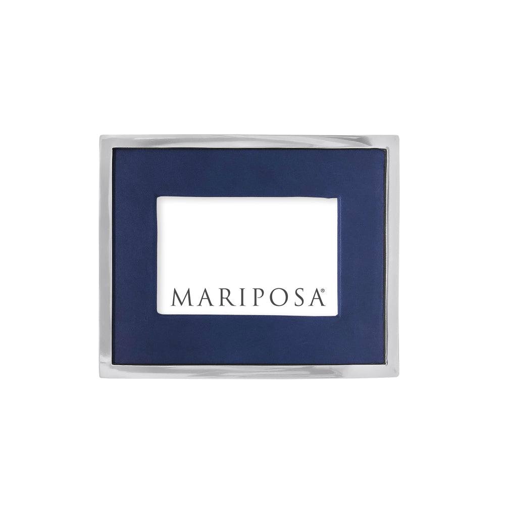 Mariposa Blue Leather with Metal Border Frame