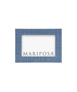 Mariposa Heather Blue Faux Grasscloth 4x6 Frame