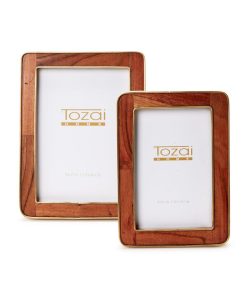 Two's Company Nelson Wood Rounded Edge with Brass Photo Frame