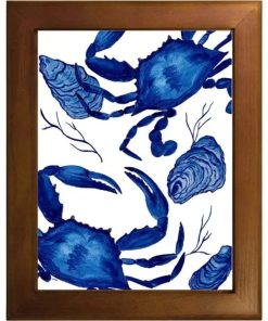 B McVan Designs Blue Crab & Oysters Tile Trivet