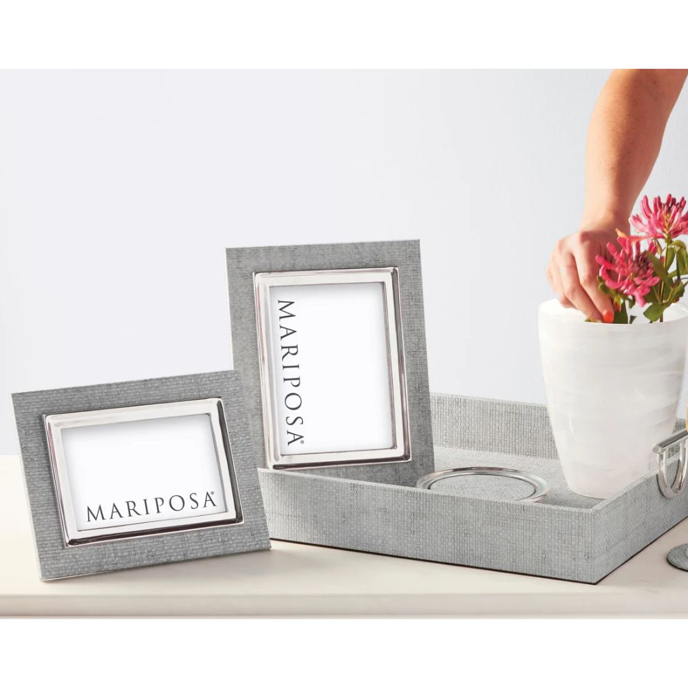 Mariposa Pale Gray Faux Grasscloth Signature Picture Frame - Image 3