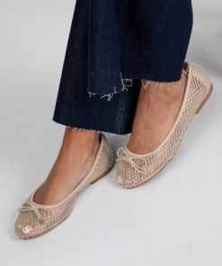 FINAL SALE - Had To Be There Nude Mesh Rhinestone Ballet Flats