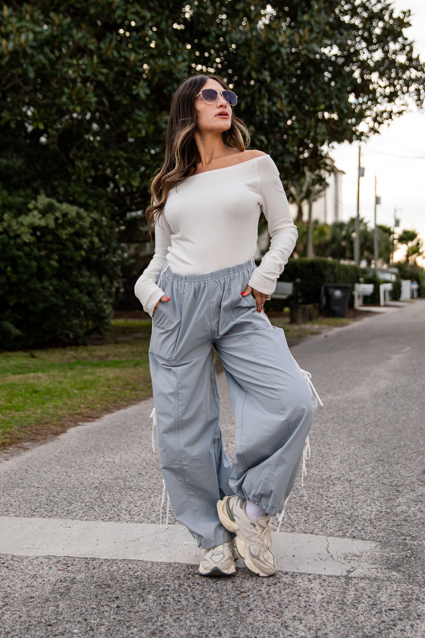 FINAL SALE - Made For You Dusty Blue Drawstring Track Pants - Image 4