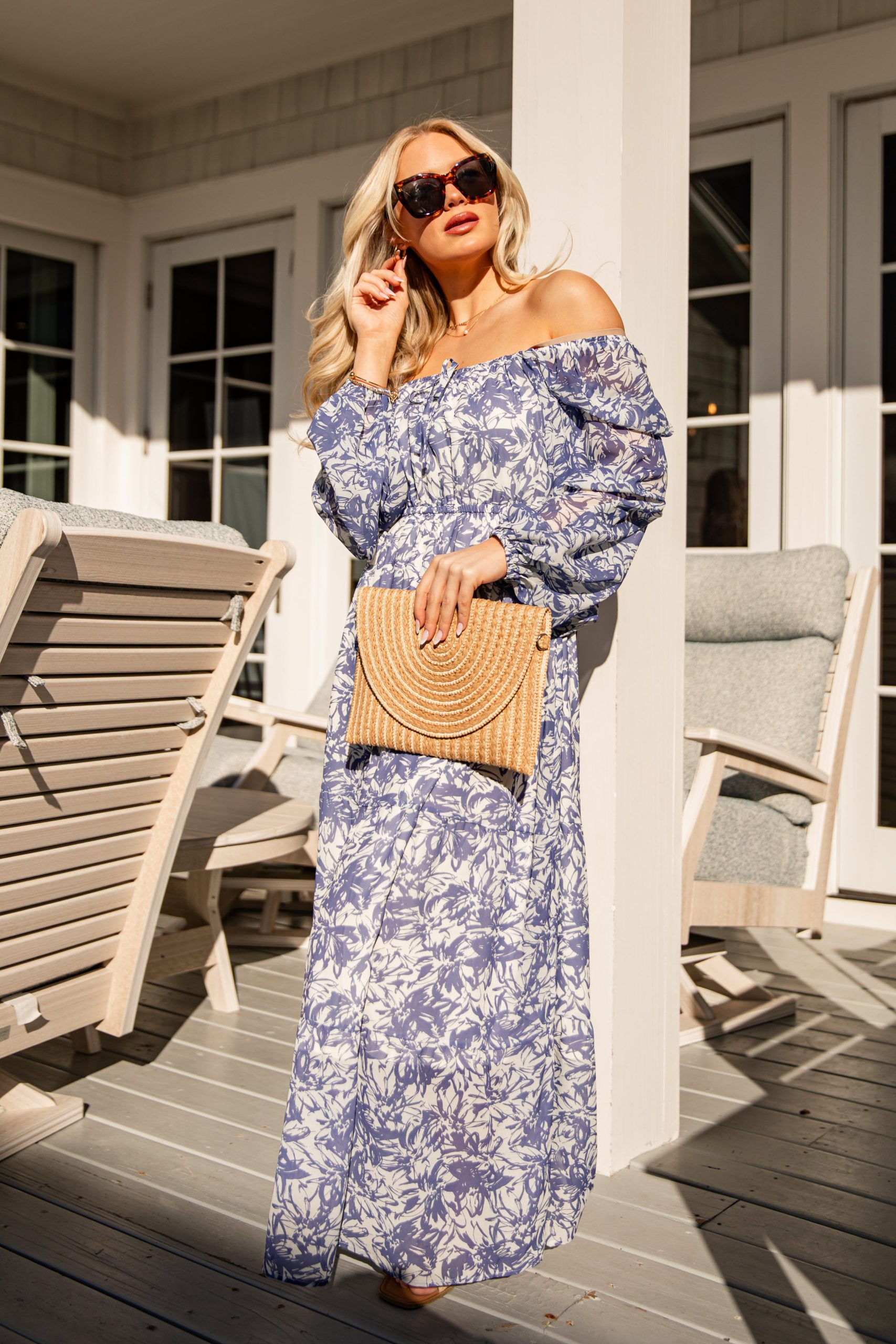 French Blue Floral Maxi Dress - Image 5