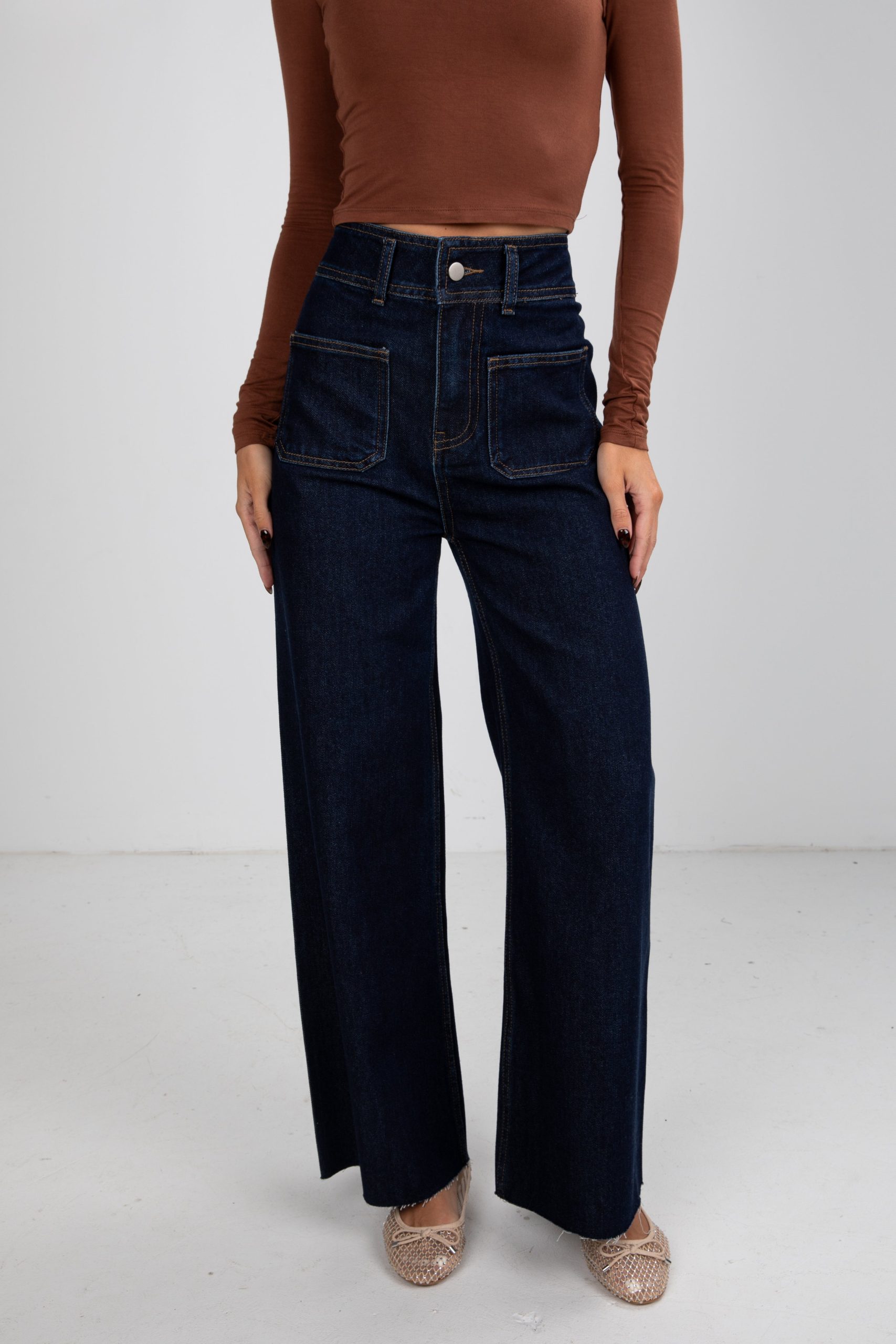 Sara Dark Wash High-Rise Wide Leg Jeans - Image 2