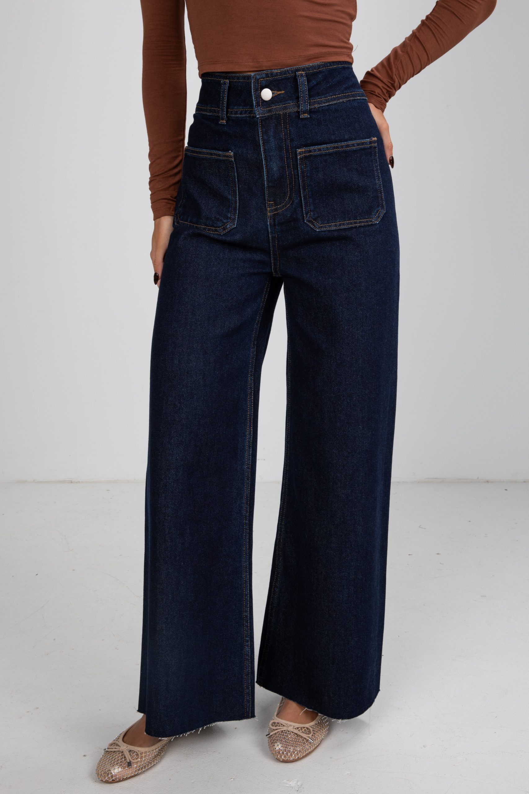 Sara Dark Wash High-Rise Wide Leg Jeans - Image 5