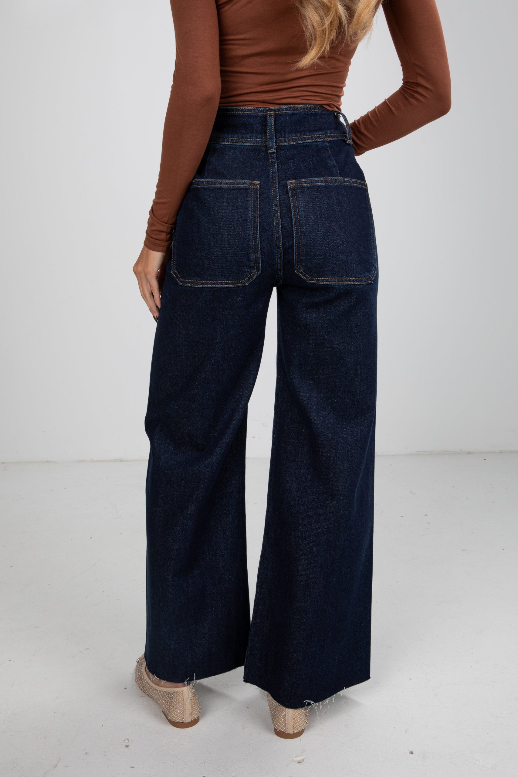 Sara Dark Wash High-Rise Wide Leg Jeans - Image 4