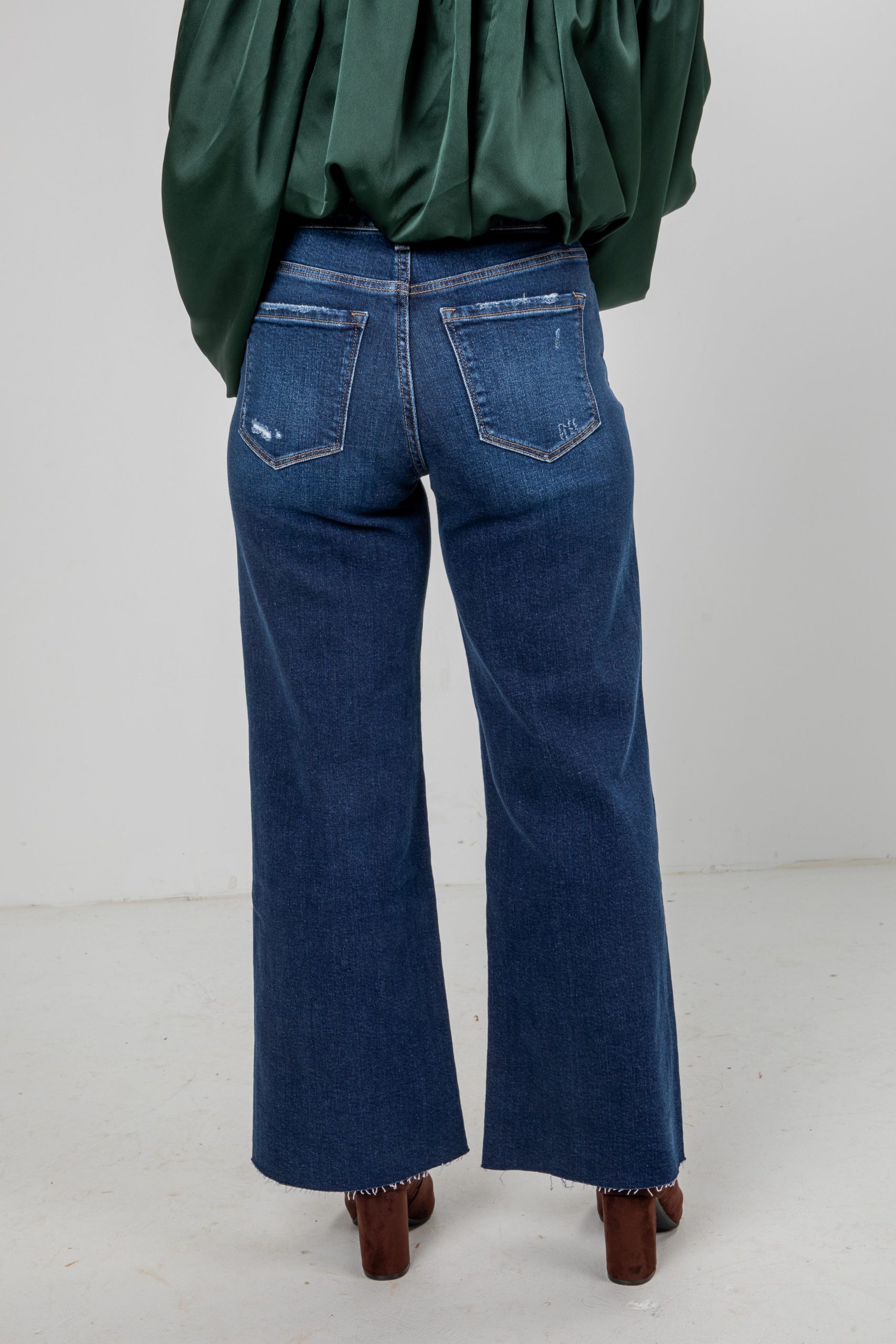Sarah Dark Wash Tummy Control Wide Leg Jeans - Image 4