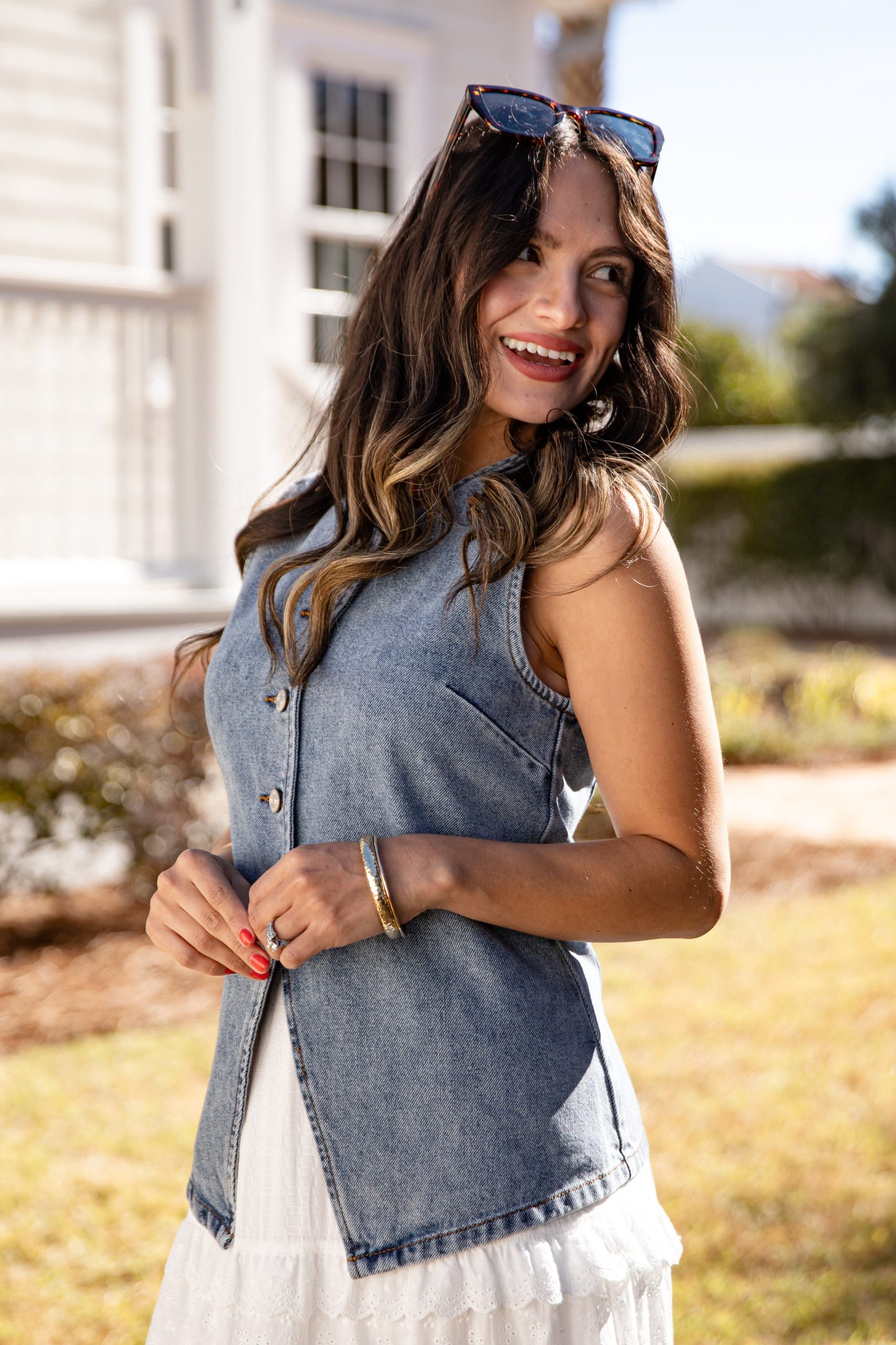 Simply Styled Denim Button Vest - Image 5