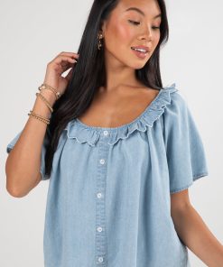 FINAL SALE - Something New Light Denim Blouse