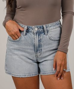 Becca Light Wash High-Rise Denim Shorts