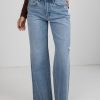Miley Light Wash High-Rise Distressed Wide Leg Jeans