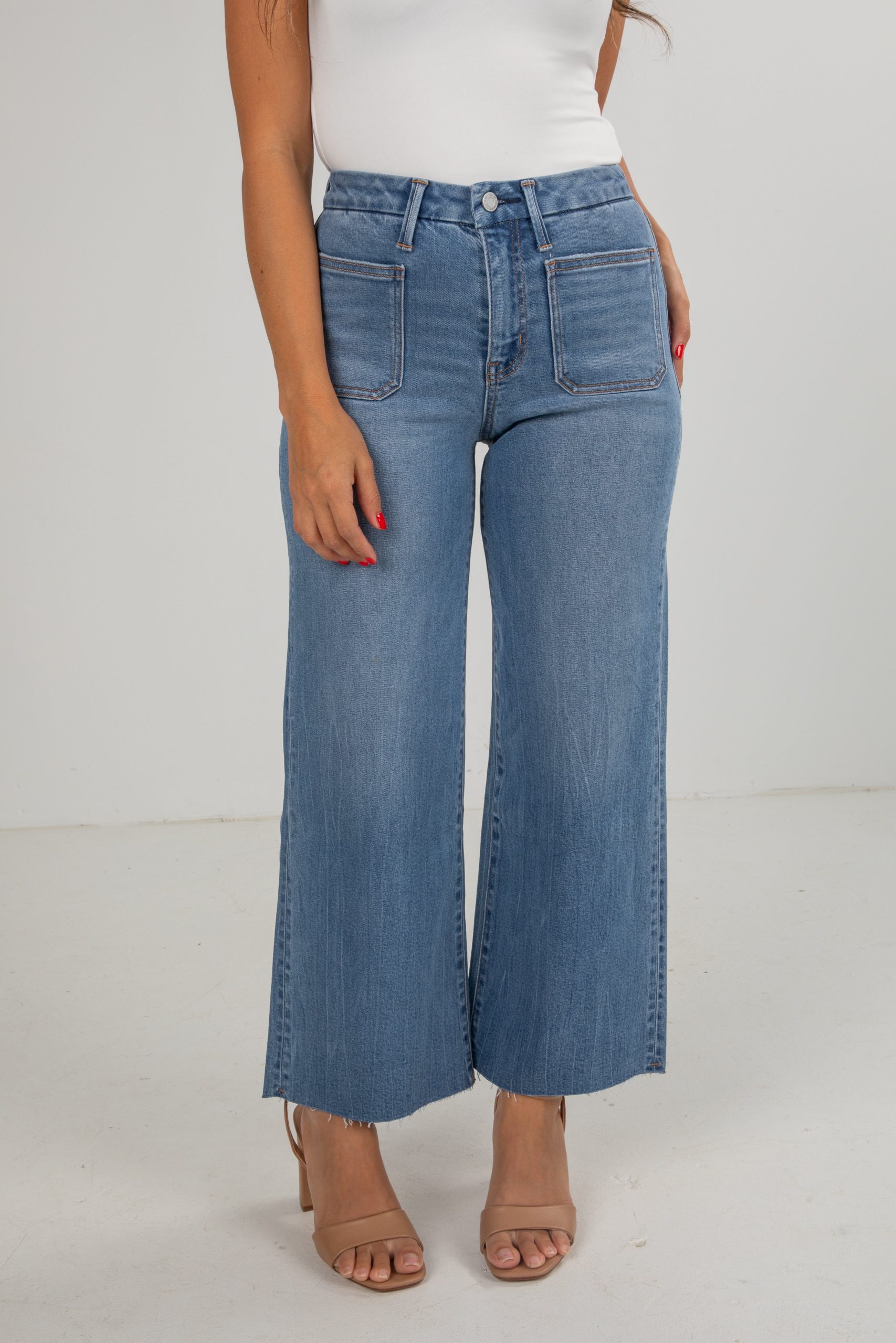 Layla Medium Wash High-Rise Wide Leg Jeans