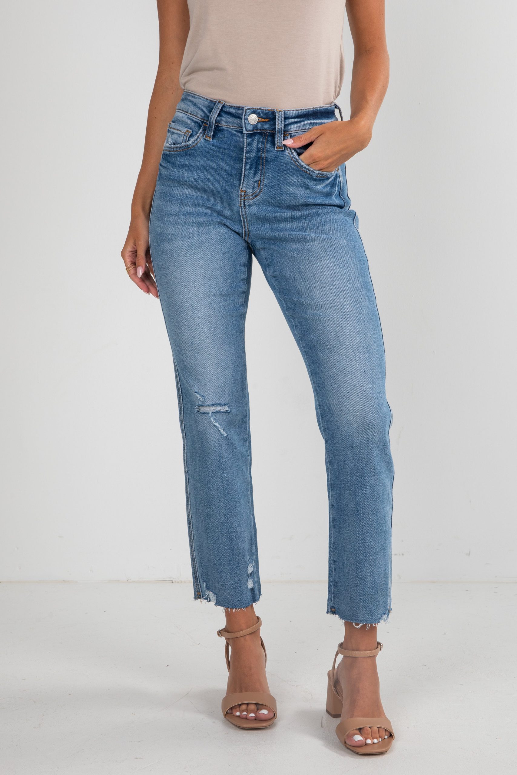 Amelia Medium Wash High-Rise Straight Leg Jeans - Image 2