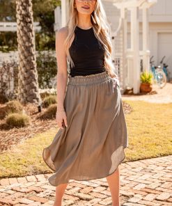 Golden Grove Olive Midi Skirt