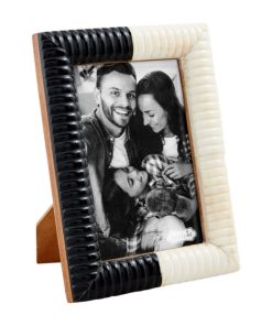 Mud Pie Black & White Ribbed Frame